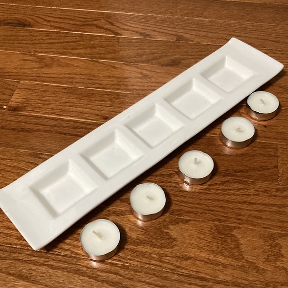 5-Tea-light Ceramic Candle Holder & 10 Teslights - Picture 6 of 11